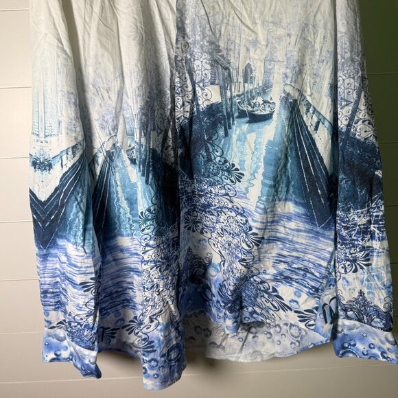 RARE: Bugatchi 3X Long Sleeve Button Up Shirt Blue White Venice Scene - Picture 7 of 11